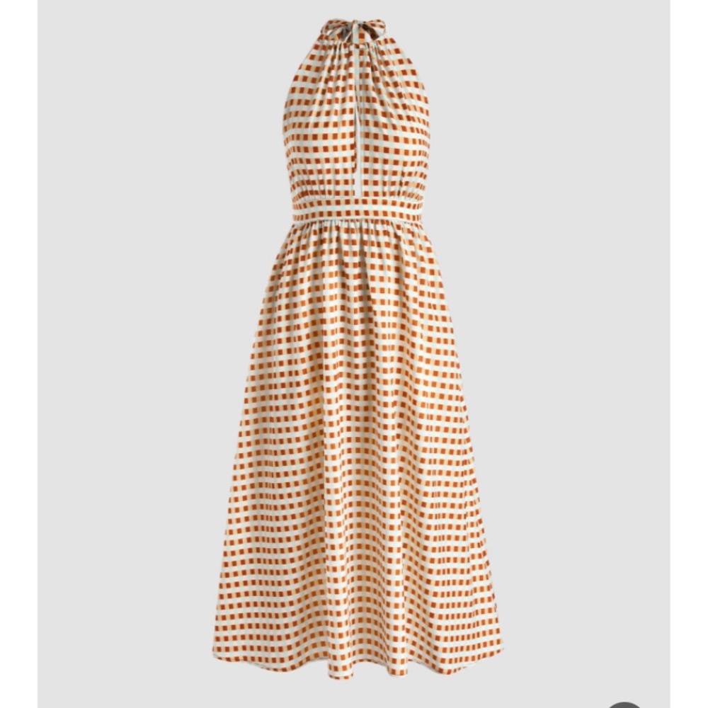 Halter backless gingham dress. Brand new, never worn still has tags